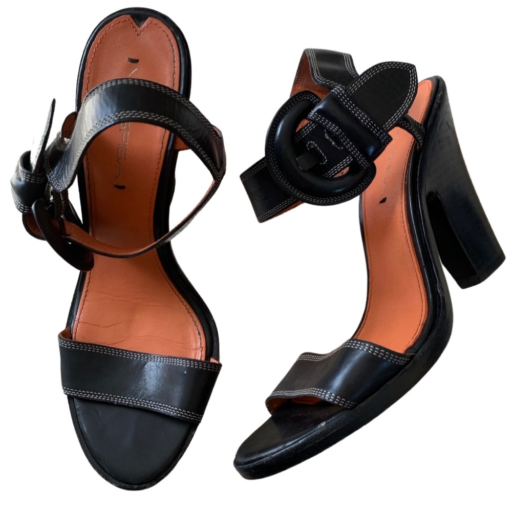 Rare Vintage VIA SPIGA Leather Buckle Strap Heel Sandals